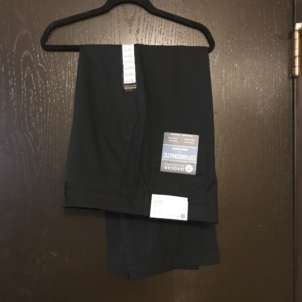 Haggar Flat Front Black Dress Pants